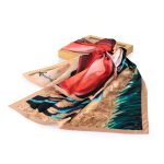 CarolynArt 100% selyem (Pes) kendő, Hölgy aranyban 50x180cm - Image 2