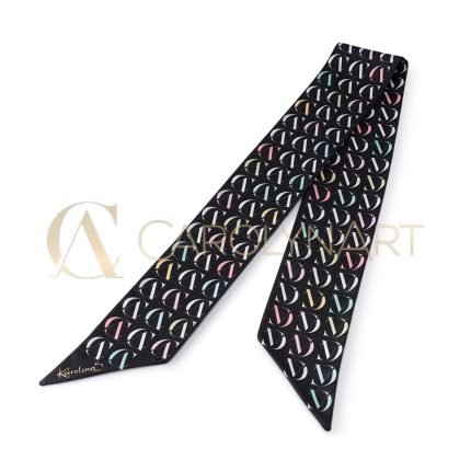 CarolynArt 100% selyem (Pes) kendő, Brand (fekete)  6X96cm