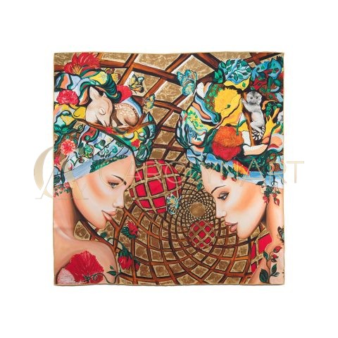 CarolynArt 100% selyem (Twill) kendő, Univerzum csodái II. 90x90cm