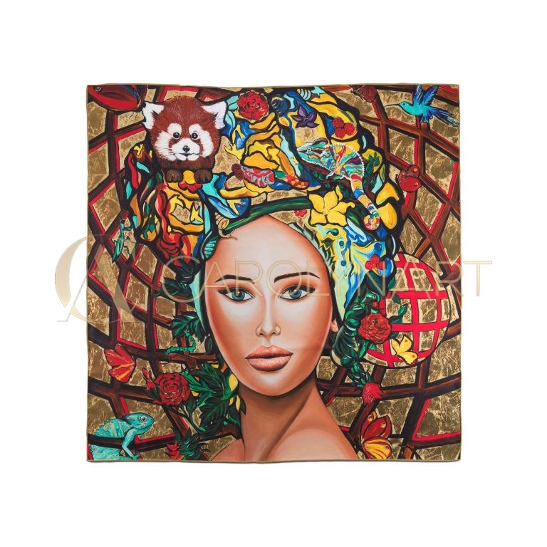 CarolynArt 100% selyem (Twill) kendő, Univerzum csodái III.  90x90cm - Image 1