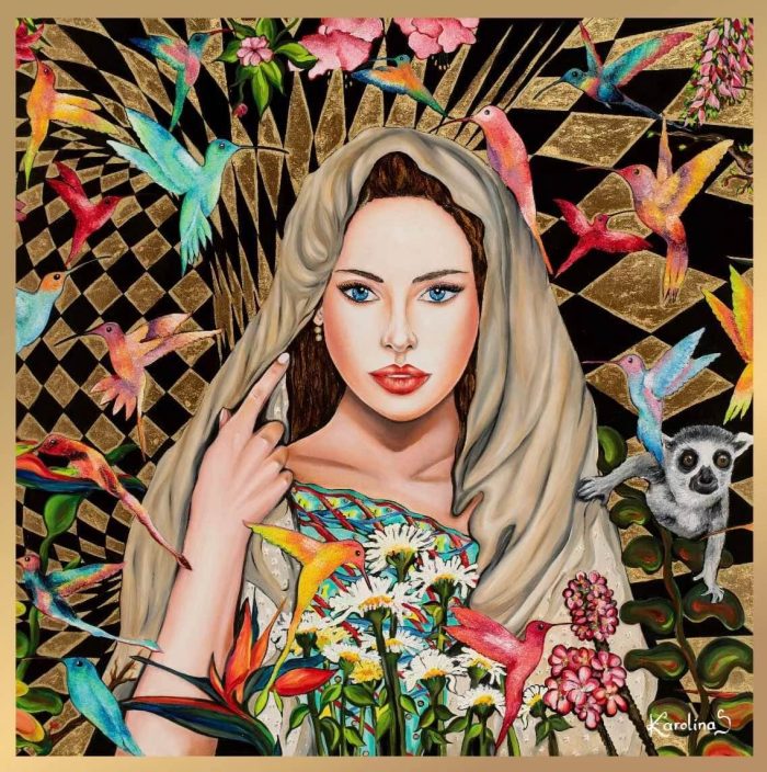 CarolynArt 100% selyem kendő, FöldAnya - Silk Twill  90x90cm - Image 1