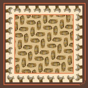 CarolynArt 100% selyemkendő - Leopard - Brown 90x90cm