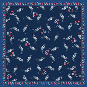 CarolynArt 100% selyemkendő - Blue Heron - Navy 90x90cm